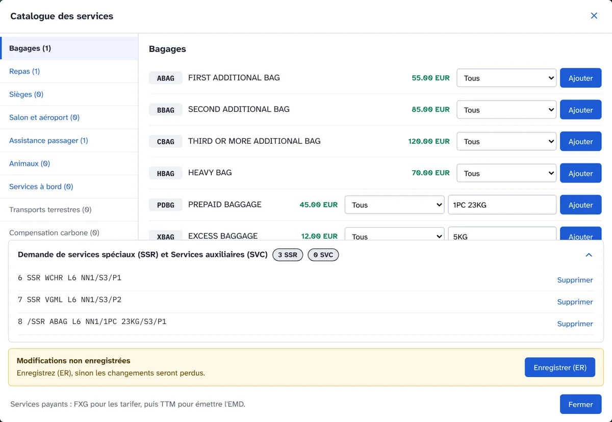 Catalogue des services (FXK)
